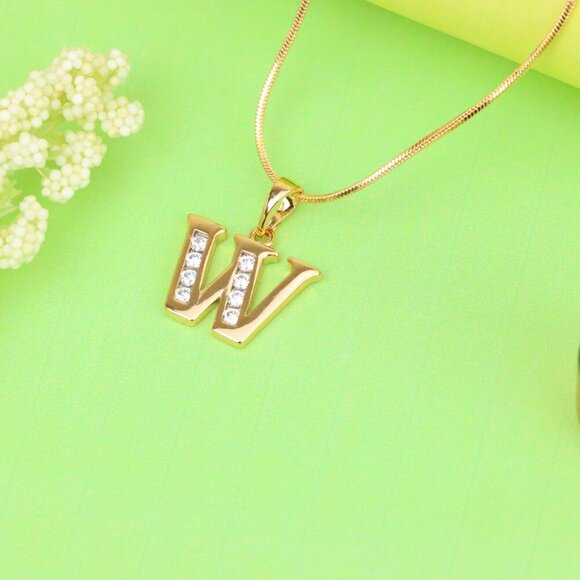 "Rose Gold Letter W Pendant with Crystals – Elegant Personalized Charm,XPPT1372 - Picture 12 of 13